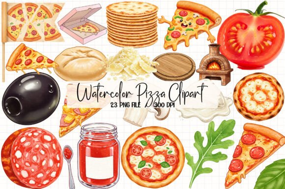 Download Watercolor Pizza Clipart - Pizza Collection