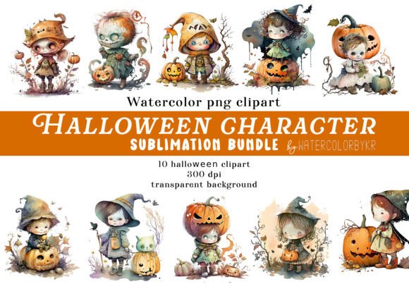 Download Watercolor Halloween Character Bundle - Premium Bundle