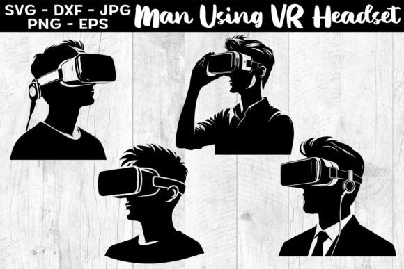 Download Man Using VR Headset Silhouettes SVG EPS - Headset Collection